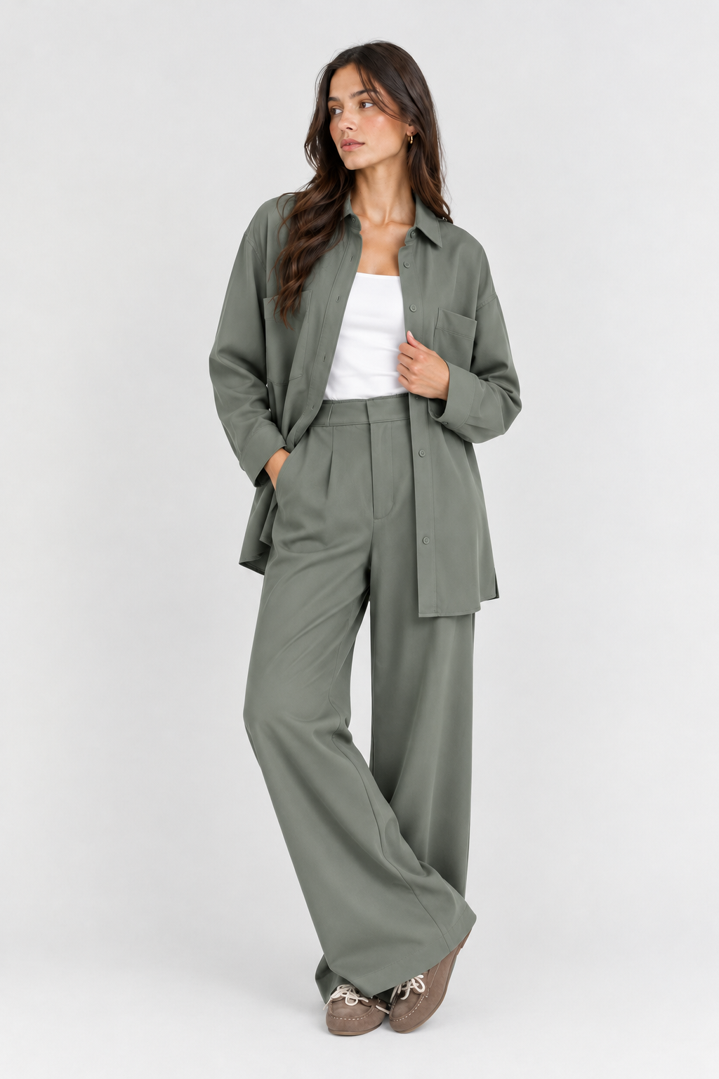 SET PANTALON VERDE OLIVO