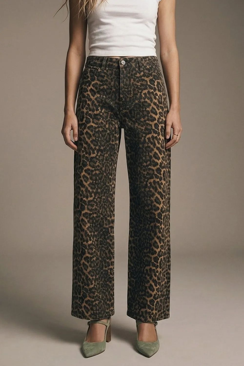 Pantalón animal print de mezclilla