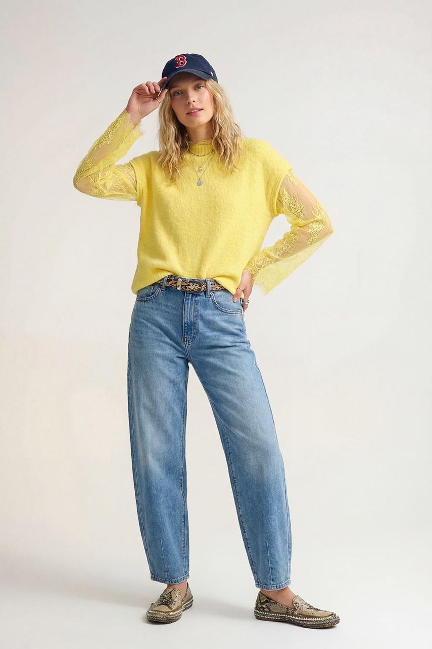 BLUSA AMARILLA MANGAS ENCAJE