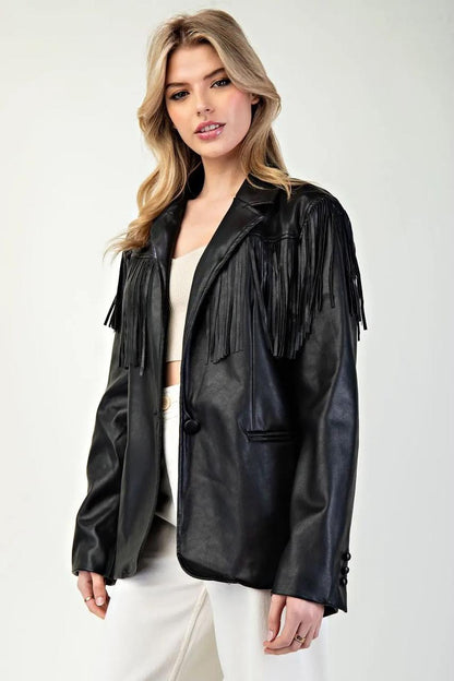 CHAQUETA NEGRA CUERO PELITOS