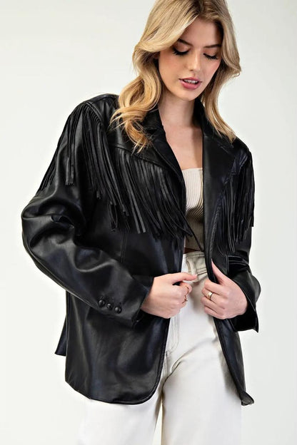 CHAQUETA NEGRA CUERO PELITOS