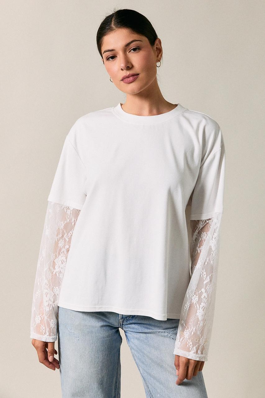 BLUSA BLANCA MANGAS ENCAJE