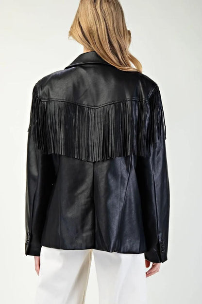 CHAQUETA NEGRA CUERO PELITOS
