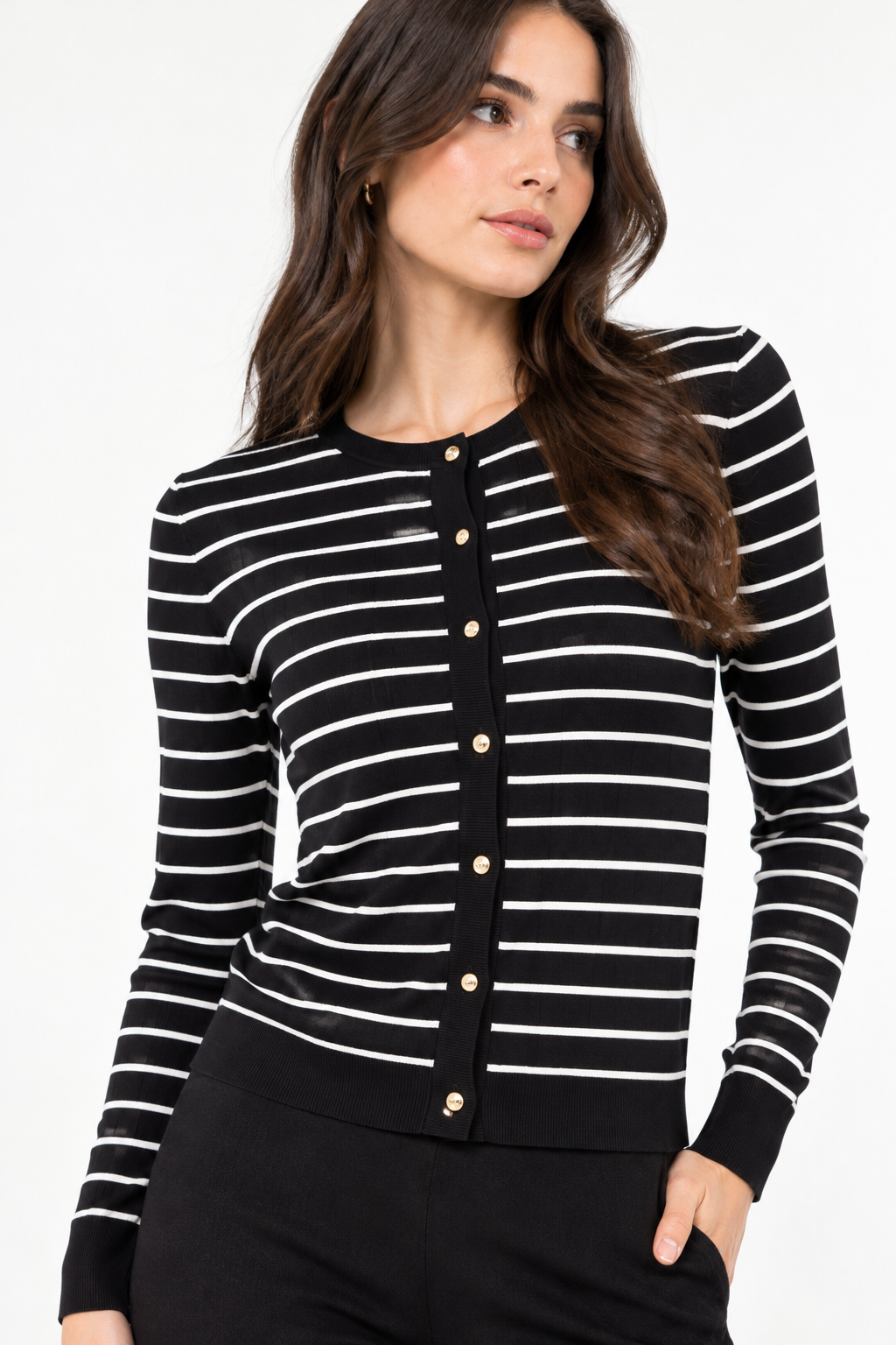 SET NEGRO BLUSA RAYAS BLANCAS