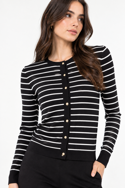 SET NEGRO BLUSA RAYAS BLANCAS