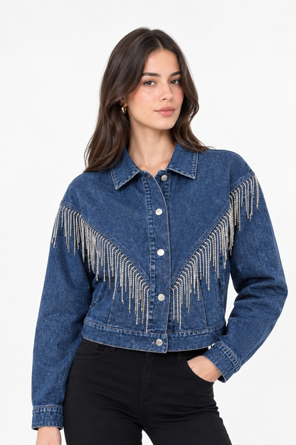 JACKET MEZCLILLA CON BRILLOS