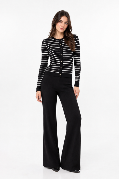SET NEGRO BLUSA RAYAS BLANCAS