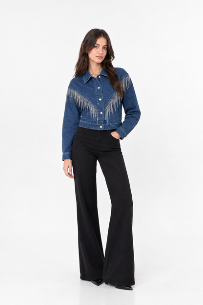 JACKET MEZCLILLA CON BRILLOS
