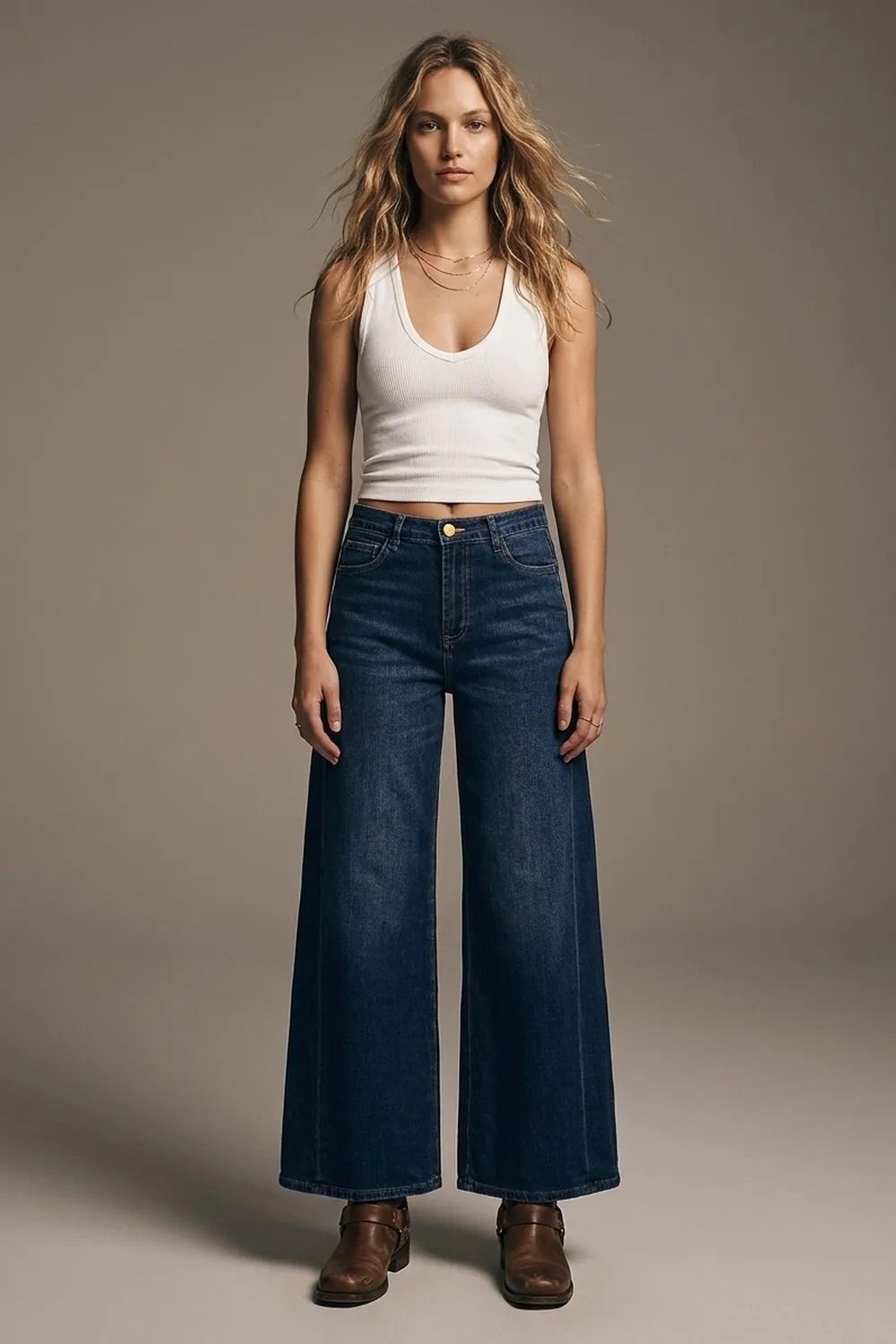 Pantalón de mezclilla ancho azul
