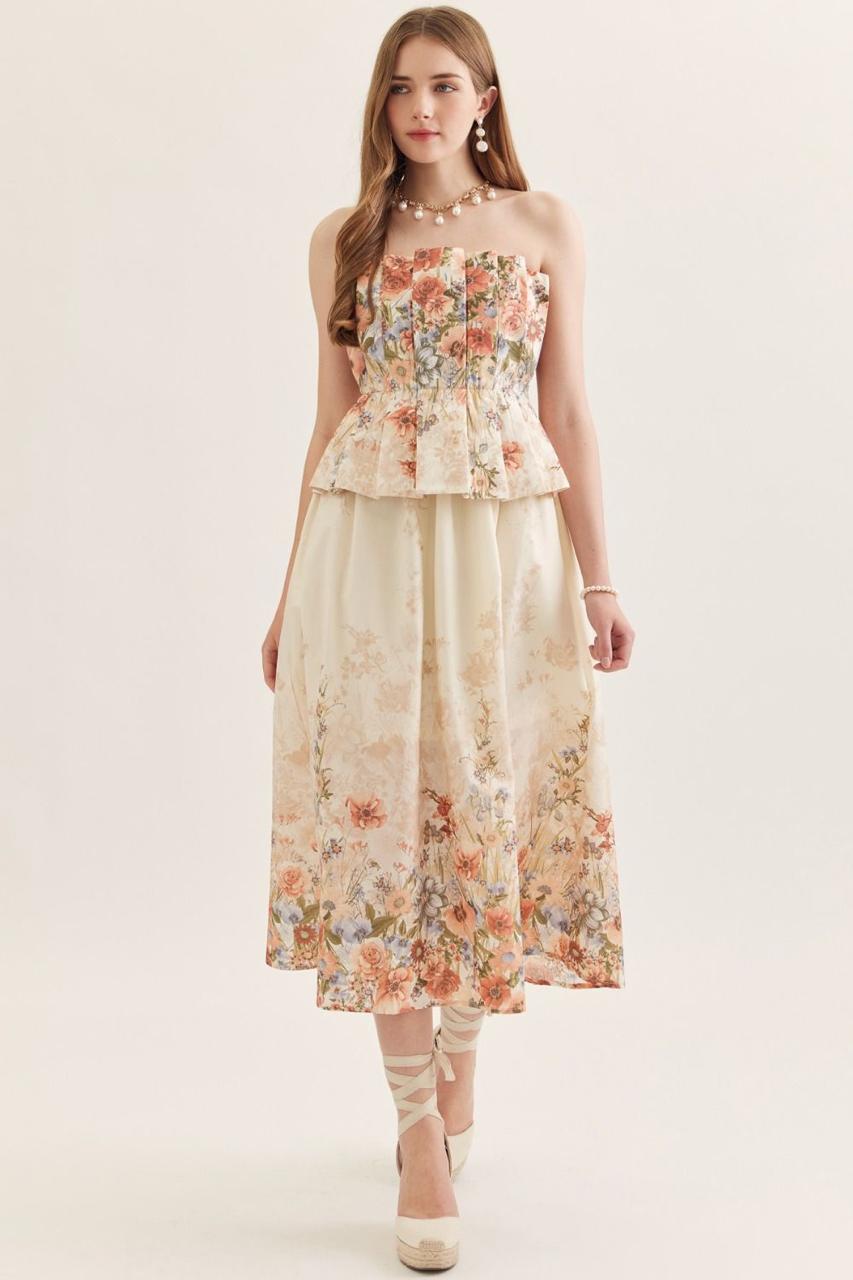 VESTIDO FLOREADO STRAPLE